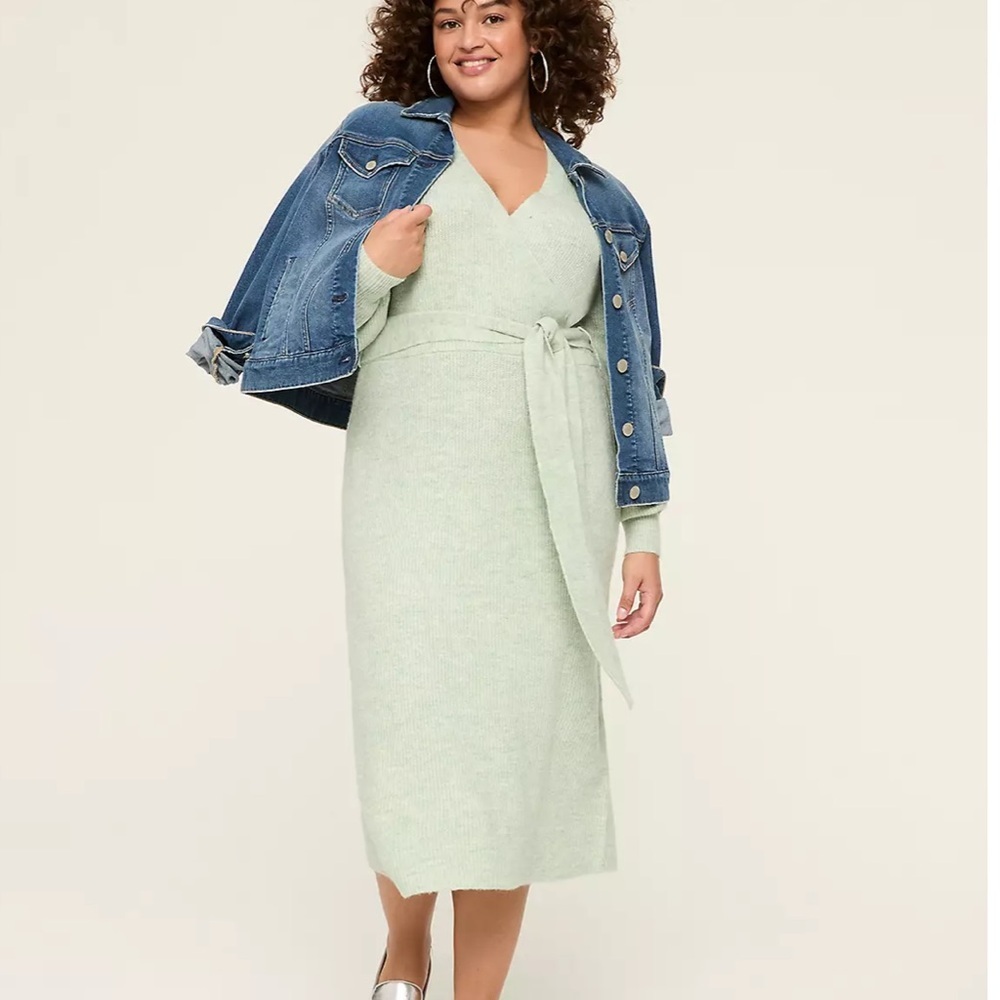 Lane Bryant Sweater Midi Dress-Mint Green